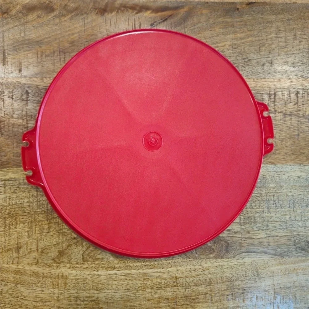 Vintage Tupperware Red Divided Serving Tray Candy Veggie Fruit Meat Cheese w Lid